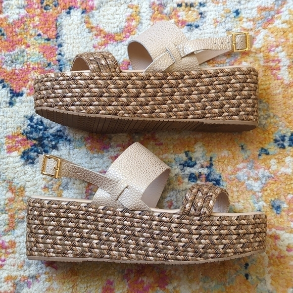 Kaanas Montpellier Leather Open Toe Sling Back Braided Espadrille Wedge Sandal 8 - Picture 7 of 16